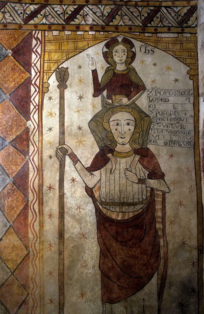 Fresque de la Tour Ferrande à Pernes-les-Fontaines (Pernes les Fontaines, Vaucluse (84) du 13e siècle : Saint Christophe portant le Christ. - Unbekannt