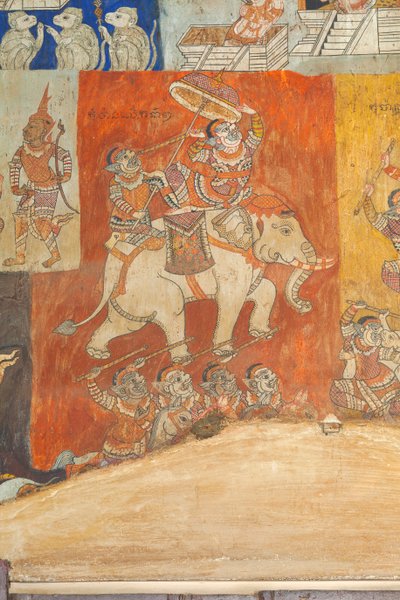 Fresques ornant les murs de Wat Bo représentant des scènes du Reamker, Siem Reap, Cambodge - Unbekannter Künstler