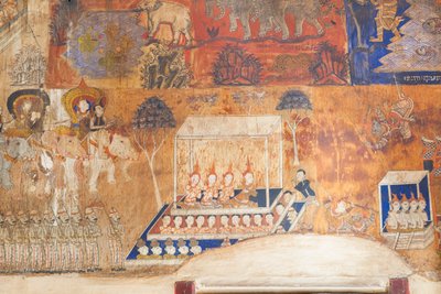 Fresques ornant les murs du Wat Bo représentant des scènes du Reamker, Siem Reap, Cambodge - Unbekannter Künstler
