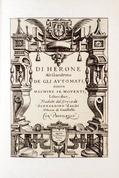 Frontispice de « Les automates » par Héron d
