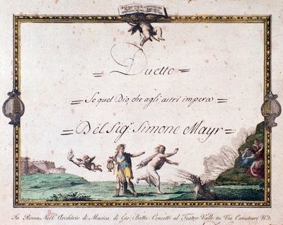 Frontispice du duetto Se quel dio che agli astri impera de Giovanni Simone Mayr. - Unbekannter Künstler