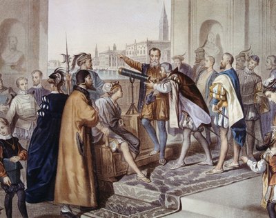 Galileo Galilei démontrant son invention du télescope - Unbekannter Künstler