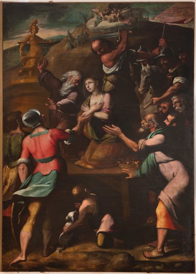 Gênes, Duomo (Cathédrale Saint-Laurent), intérieur, Baptistère (anciennement Église Saint-Jean-le-Vieux) : "Martyr de Sainte Catherine" - Unbekannter Künstler
