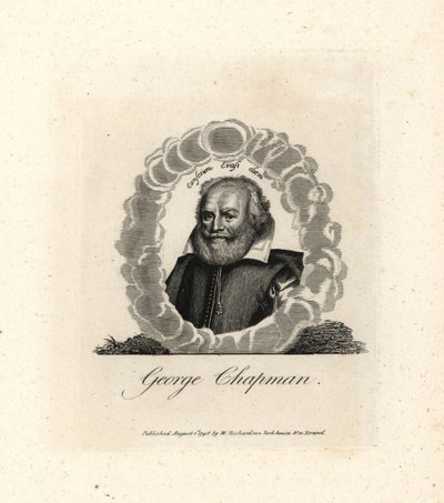 George Chapman, dramaturge, traducteur et poète anglais, mort en 1634. Gravure sur cuivre de William Richard