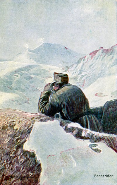 Observateur allemand dans la neige, pendant la Première Guerre mondiale - Unbekannter Künstler
