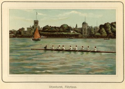 Allemagne, Hambourg, maison de la ferry Uhlenhorst près du lac Alster, illustration de : "Ansichten-Album Hamburg" (vues de Hambourg), publié par C. Schneider, Berlin NW vers 1890 (lithographie) - Unbekannter Künstler