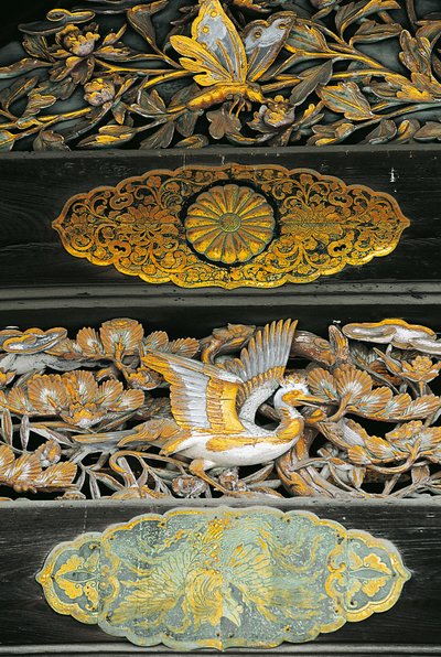 Oiseaux dorés et papillons, (détail) du Palais Ninomaru, Château de Nijo, Kyoto - Benjamin Baud