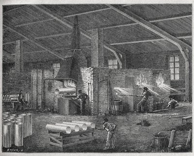 Fabrication du verre, c. 1880 (gravure) - Unbekannter Künstler