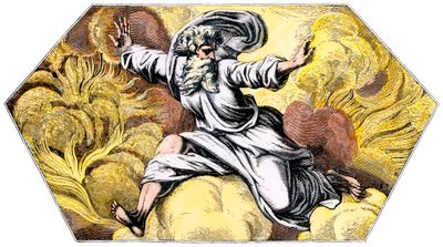 Dieu créant le ciel et la terre - Gravure colorisée du 19ème siècle, de la Loggia (Logge) du Vatican (Italie) par Raphaël (Raffaello Sanzio) - Unbekannter Künstler
