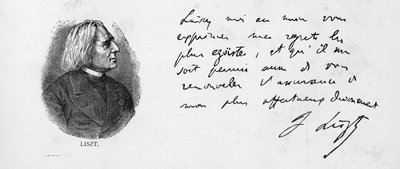 Écriture et signature de Franz Liszt - Unbekannt