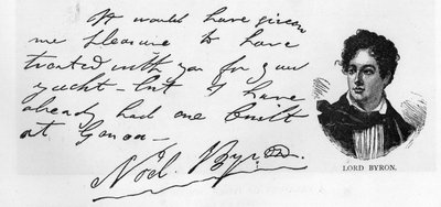 Écriture et signature de Lord Byron, mars 1822 - Unbekannt