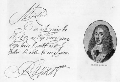 Écriture et signature du Prince Rupert du Rhin - Unbekannt