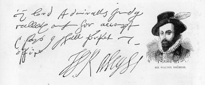 Écriture et signature de Sir Walter Raleigh - Unbekannt