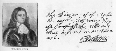 Écriture et signature de William Penn d