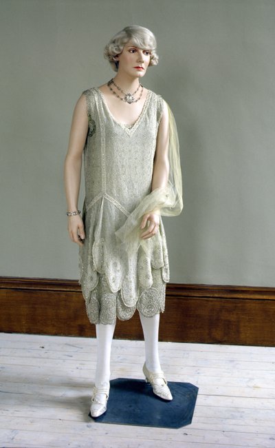 Robe de soirée lourdement perlée en georgette de soie - Unbekannt