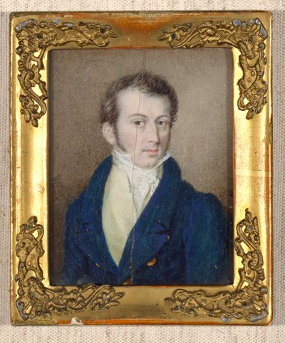 Homme en manteau bleu foncé - Unbekannter Künstler