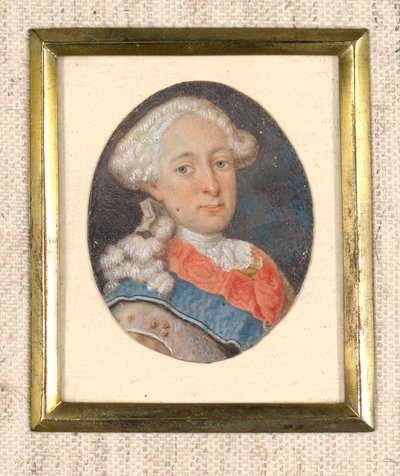Homme avec perruque blanche et écharpe bleu-rouge - Unbekannter Künstler