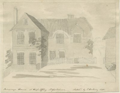 High Offley - Presbytère : dessin au crayon et au lavis, 1790 - Unbekannt