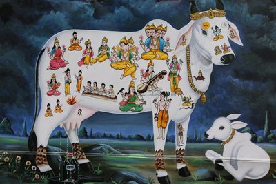 Peinture hindoue. Vache sacrée et veau. Inde - Unbekannt