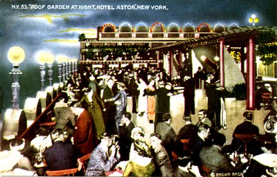Hôtel Astor, New York - jardin sur le toit la nuit - Unbekannter Künstler