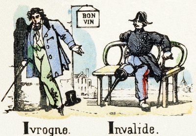 I - Ivrogne Invalide - Alphabet - divertissement pour enfants - Image épinal, série populaire c.1890 - Unbekannt