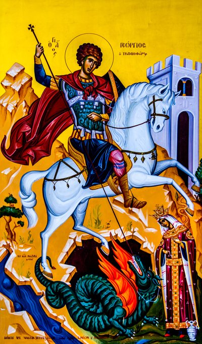 Icône de Saint Georges, Moni Karydi, Crète, Vamos, Crète, Grèce, Europe - Unbekannter Künstler