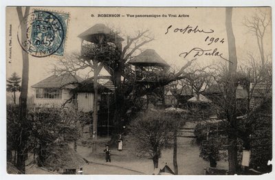 Île-de-France, Hauts-de-Seine (92), Le Plessis-Robinson : vue panoramique du « Vrai Arbre », une guinguette installée au sommet d