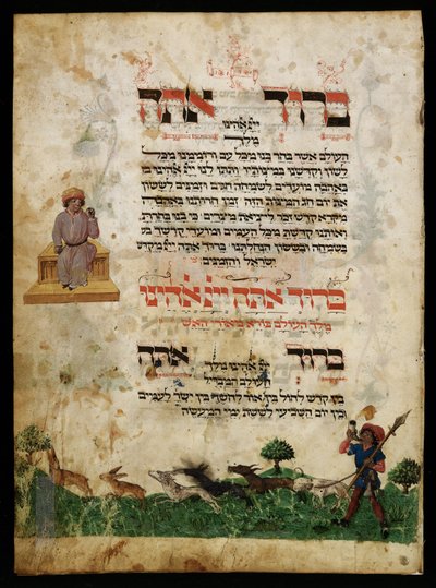 Illustration de la chasse au lièvre de la Haggadah Ashkenazi - Unbekannter Künstler