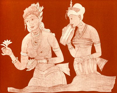 Princesse indienne avec une servante - Unbekannter Künstler