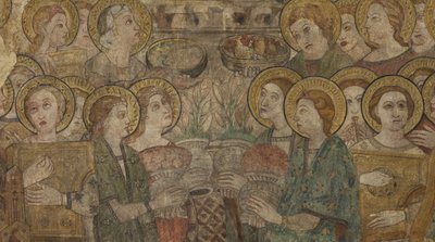 Intérieur. Croisée nord. Autel (Autel des peintures murales). Original de la chapelle principale. Peintures murales (fresque?). Détail. Fin XIVe siècle. - Unbekannt