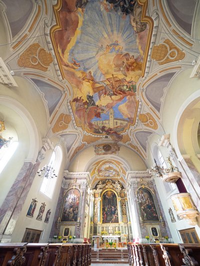 Intérieur et peintures de plafond par Hans Andre, Servitenkirche, Innsbruck, Tyrol, Autriche, Europe - Unbekannter Künstler