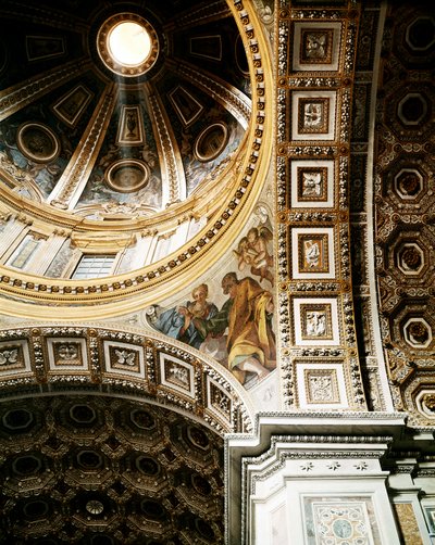 Vue intérieure du dôme de la basilique Saint-Pierre (Basilica San Pietro) à Rome. (détail) - Unbekannt