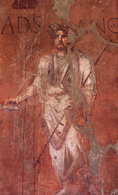 Italie : Site archéologique de Pompéi au pied du Vésuve : Fresque murale - William M. Timlin