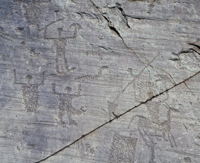 Italie, Région de Lombardie, Valcamonica, Gros plan sur les dessins rupestres du Parc National de Naquane - Benjamin Baud
