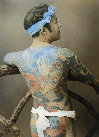 Homme japonais avec tatouages, vers 1910 - Unbekannter Künstler