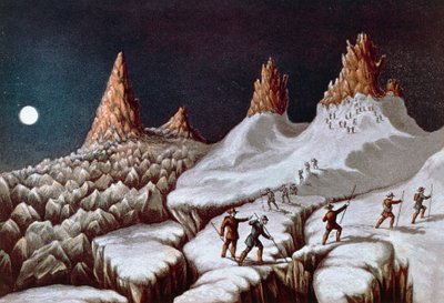 Ascension de John MacGregor au Mont Blanc, route des Grands Mulets, illustration de Récit de l