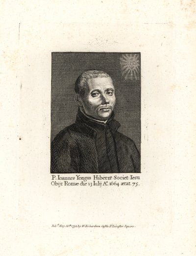 John Yonge, Ioannes Yongus, prêtre jésuite irlandais, décédé en 1664, âgé de 75 ans. Gravure sur cuivre de William Richard, Portraits Illustrating Granger