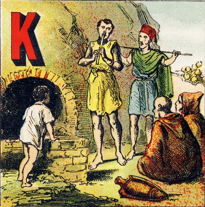 K : Kabylie. La Kabylie est un pays situé en Afrique. Il est habité par des Kabyles - Gravure extraite de Alphabet géographique. Guérin-Muller et Cie, éditeurs, Paris - Unbekannt