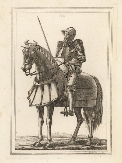 Le roi Édouard III représenté comme un chevalier armé à cheval de l