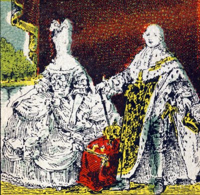 Le roi Louis XVI de France et la reine Marie-Antoinette. Gravure dans "Histoire de France". Série d