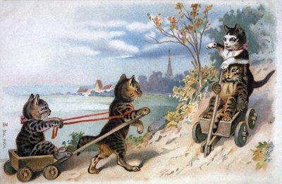 Chatons en traîneaux, début du 20e siècle - Unbekannter Künstler