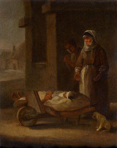 Transport de malades sur brouette - Unbekannter Künstler