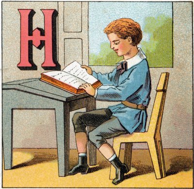 Lettre H comme histoire de France. Gravure dans "Alphabet des petits écoliers". Imagerie d