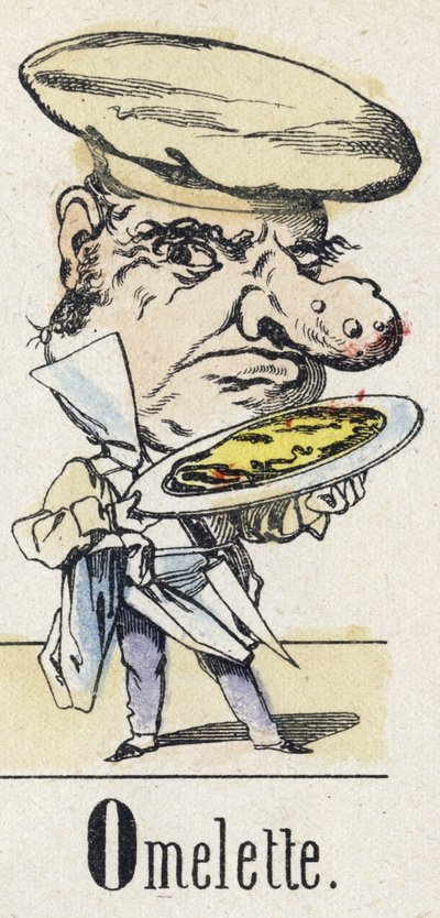 Lettre O : omelette. Alphabet du conte oriental. Imagerie d