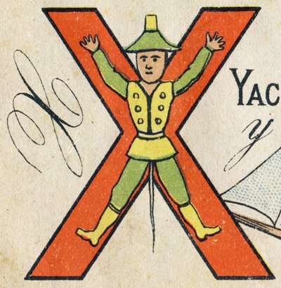 Lettre X. Gravure dans « ABC Toys ». Imagerie d