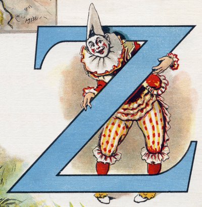 Lettre Z : Zizi le clown. Gravure dans "ABC L