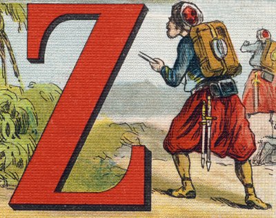 Lettre Z : Zouave. Gravure dans « Alphabet de ma petite fille ». Bernardin-Bechet et Fils, libraires-éditeurs, Paris, vers 1895. Album incassable sur toile. Bibliothèque des Bébés. 12 pages. Album contenant une méthode de lecture et un abécédaire illustré - Unbekannt