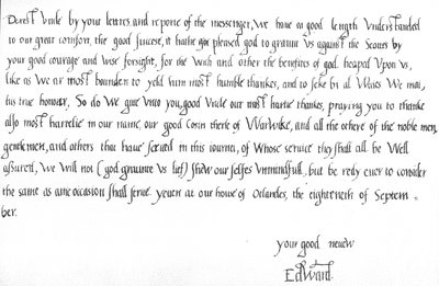 Lettre du roi Édouard VI à l