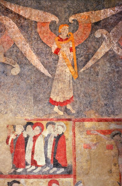 Loire Atlantique N* 080 - St-Sulpice des Landes - Église dite du vieux bourg - fresques du 15e siècle - Ange de la voûte jouant du rebec (viole) - Unbekannt
