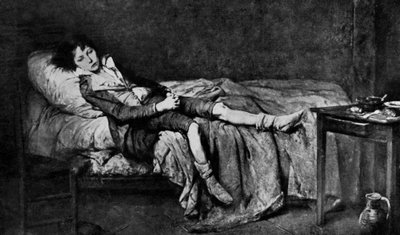 Louis XVII (1785-1795) allongé dans sa cellule de la prison du Temple où il est enfermé depuis le 13 août - Unbekannter Künstler